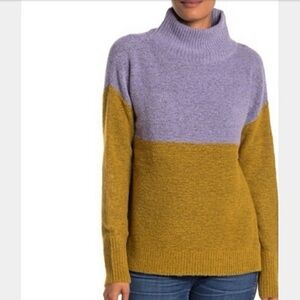 Susina Color Block Sweater in Mustard and Lilac- Large